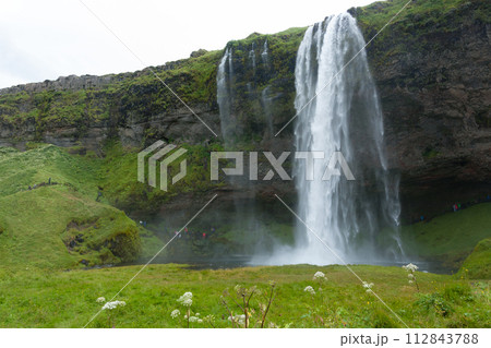 Seljalandsfoss falls in summer season view, Iceland Seljalandsfoss falls in summer season view, Iceland 112843788