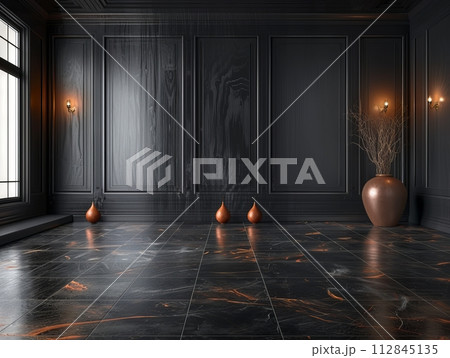 Empty elegant dark room at night with copy space Empty elegant dark room at night with copy space 112845135