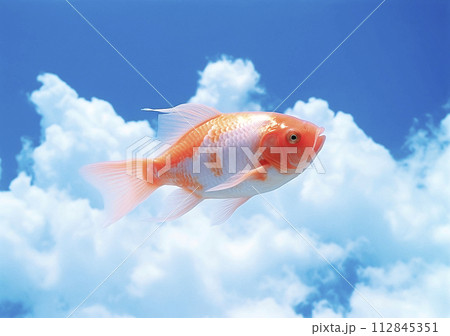 Flying fish above the sky, AI Generated 112845351