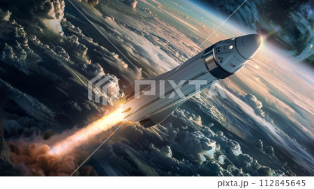 AI-generated content. Space Shuttle Soaring Through the Sky 112845645