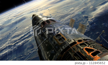 AI-generated content. Space Shuttle Soaring Through Sky AI-generated content. Space Shuttle Soaring Through Sky 112845652