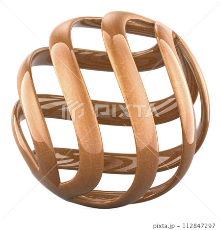 Wooden abstract sphere, logotype. 3D rendering Wooden abstract sphere, logotype. 3D rendering 112847297