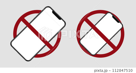 mobile phone ban prohibit icon. No smart phones 112847510