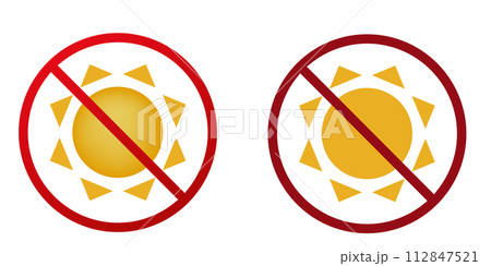 sun ban prohibit icon. Not allowed hot sun. sun ban prohibit icon. Not allowed hot sun. 112847521