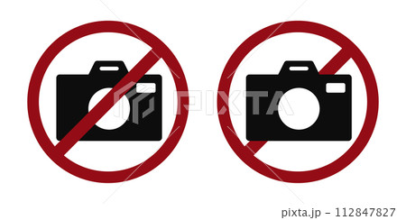 photo camera ban prohibit icon. Not allowed making photos. 112847827