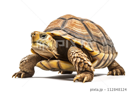 AI-generated content. Sulcata tortoise on a...のイラスト素材 [112848124] - PIXTA