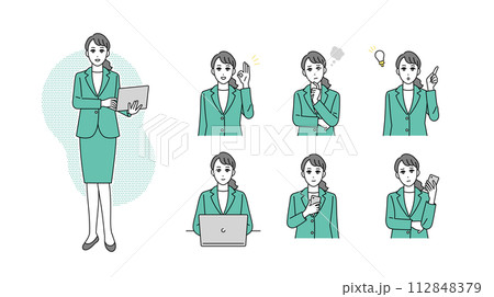 ビジネスパーソンの表情イラストセット ビジネスパーソンの表情イラストセット 112848379