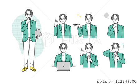 ビジネスパーソンの表情イラストセット 112848380