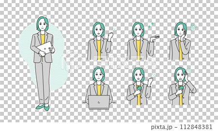 Business person facial expression illustration set 112848381