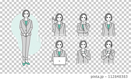 Management business person facial expression illustration set 112848383