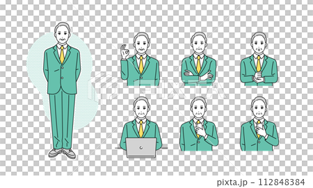 Management business person facial expression illustration set 112848384