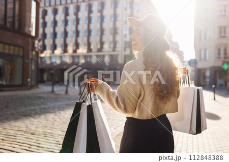 The joy of consumption, Purchases, black friday, discounts, sale concept. Winter holidays. 112848388