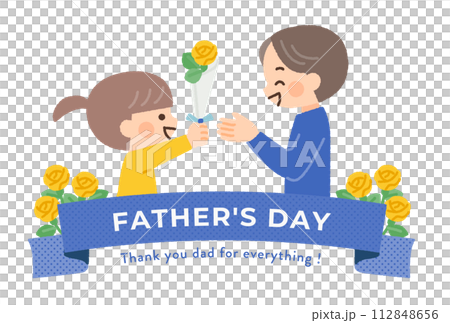 父の日のイラストとリボンのイラスト素材 父の日のイラストとリボンのイラスト素材 112848656