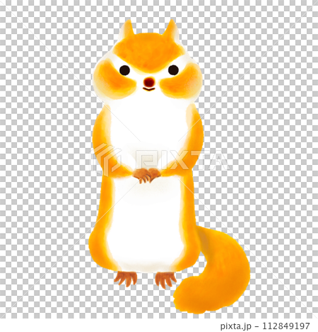 手をそろえて立つリスのイラスト 112849197
