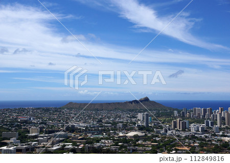 Diamondhead and the city of Honolulu on Oahu on a nice day 112849816