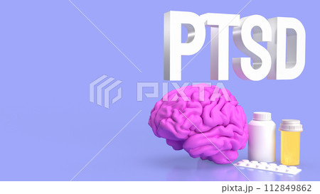 The Brain and ptsd text for health or sci concept 3d rendering. The Brain and ptsd text for health or sci concept 3d rendering. 112849862