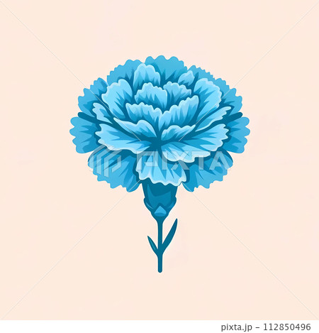 一本のカーネーションの花。青いカーネーションの切り花のイラスト 112850496