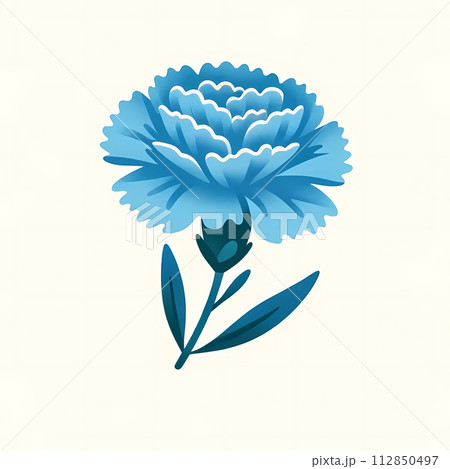 一本のカーネーションの花。青いカーネーションの切り花のイラスト 112850497