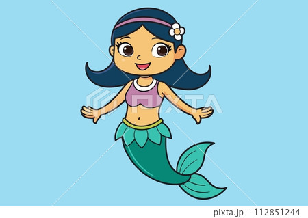 a mermaid girl, vector illustration 112851244