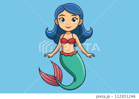 a mermaid girl, vector illustration 112851246