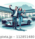初めて新車を購入した喜びのカップル 112851480