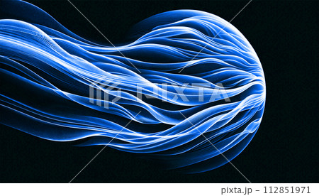 光輝く抽象的な青いライン 112851971