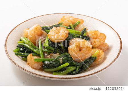 海老とほうれん草の中華炒め 海老とほうれん草の中華炒め 112852064