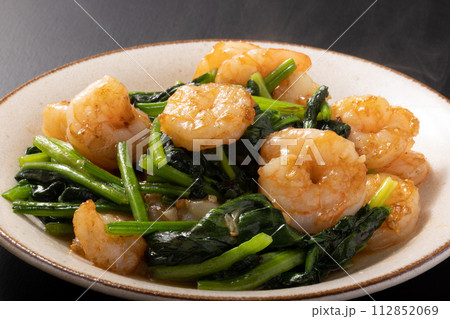 海老とほうれん草の中華炒め 海老とほうれん草の中華炒め 112852069