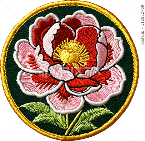 牡丹の花の刺繍のイラスト素材 [112852769] - PIXTA 