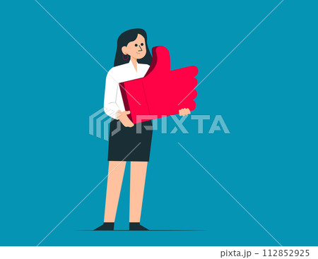 Person hold big thumb up. Symbol vector concept 112852925
