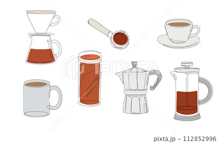 色々なコーヒーのイラストセット 色々なコーヒーのイラストセット 112852996