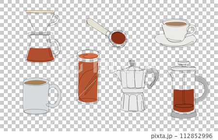 色々なコーヒーのイラストセット 色々なコーヒーのイラストセット 112852996