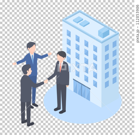 充當公司與個人之間中介的商人形象 112853986