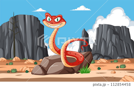 Smiling Snake in a Desert Landscape Smiling Snake in a Desert Landscape 112854458