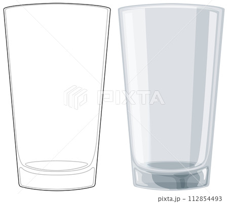 Empty Glass: Outline and Shaded Illustration Empty Glass: Outline and Shaded Illustration 112854493