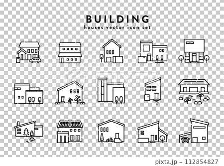 家　マイホーム　建物　アイコン　セット 112854827