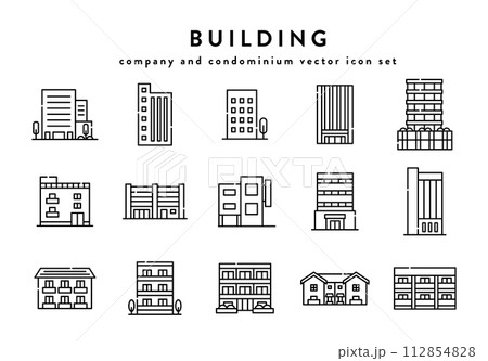 建物　ビル　会社　アイコン　セット 112854828
