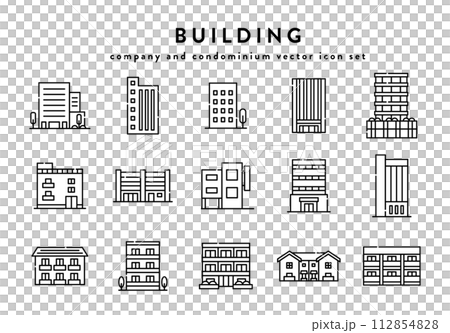 建物　ビル　会社　アイコン　セット 112854828