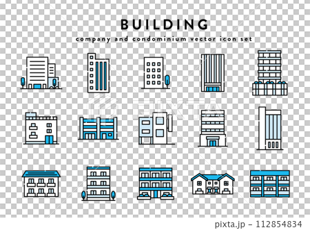 Building building company icon set 112854834
