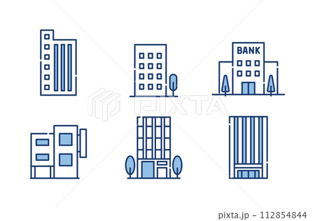 ビル 会社 建物 アイコン セット ビル 会社 建物 アイコン セット 112854844
