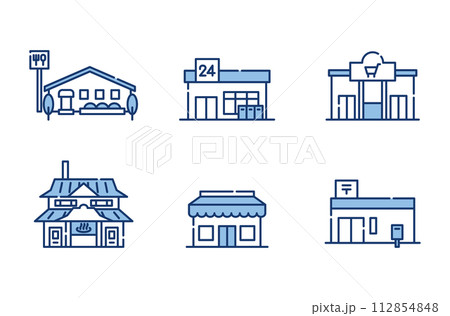 店　お店　町　建物　アイコン　セット 112854848