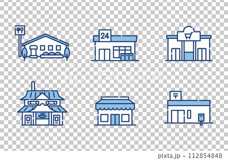 店　お店　町　建物　アイコン　セット 112854848