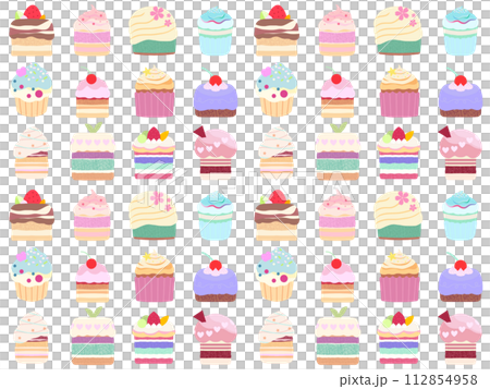 ケーキのシームレスパターン　A-1’ （PNG） 112854958