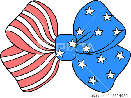 Coquette Ribbon Bow 4th of July doodle outline Coquette Ribbon Bow 4th of July doodle outline 112854983
