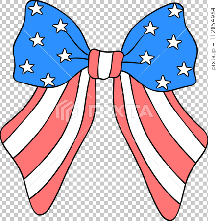 Coquette Ribbon Bow 4th of July doodle outline 112854984