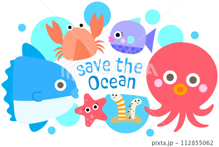 World Earth Day Hand Drawn Cute ecology lifestyle save the ocean World Earth Day Hand Drawn Cute ecology lifestyle save the ocean 112855062