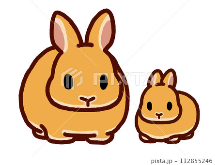 オレンジのウサギの親子のイラスト素材 [112855246] - PIXTA