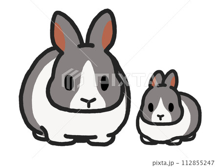 ダッチブルーのウサギの親子のイラスト素材 [112855247] - PIXTA