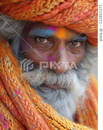 portrait of a man holi festival in india portrait of a man holi festival in india 112855371