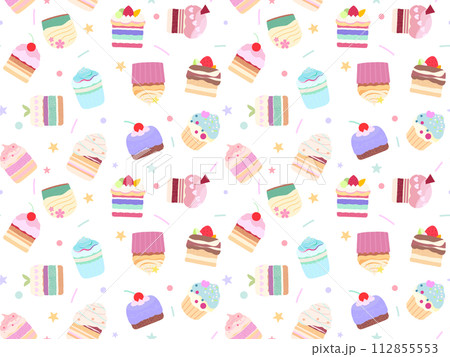 ケーキのシームレスパターン　E-1’ （PNG） 112855553